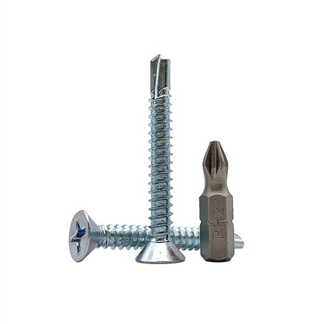 DIN 7504 P - Lot de 100 vis autoperceuses en acier zingué avec tête fraisée - pour tôles (5