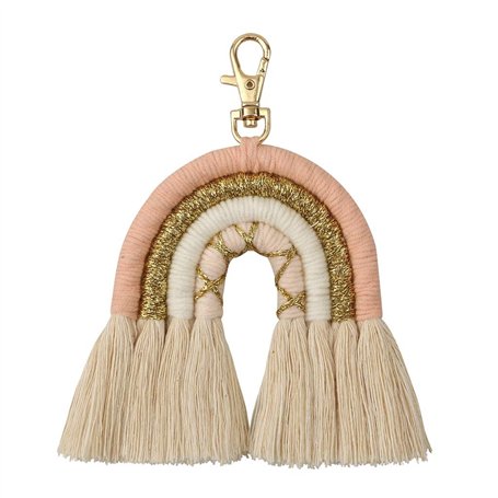 zrshygs Porte-clés Arc-en-Ciel Femmes Boho Porte-clés Porte-clés Sac en macramé Charme Voiture Suspendue