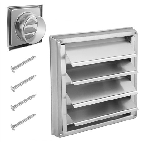 Grille de ventilation 100 mm en acier inoxydable 304 avec moustiquaire et clapet anti-retour