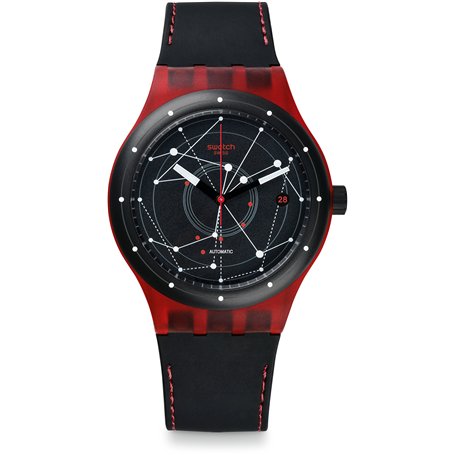 Swatch Homme Digital Automatique Montre avec Bracelet en Cuir SUTR400