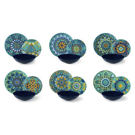 Excelsa Mandala Méditerranée Service Assiettes 18 Pièces