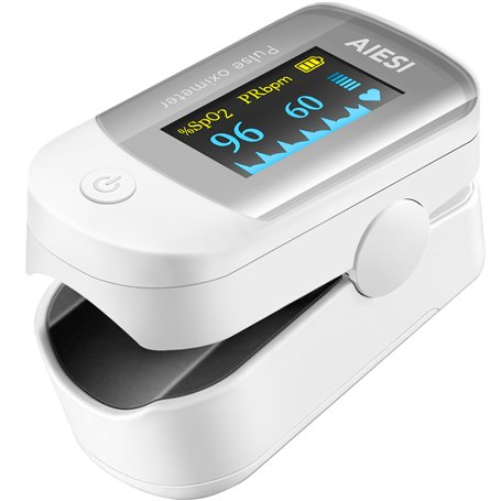 AIESI® Oxymètre de pouls doigt professionnel certifié avec écran couleur réglable A2