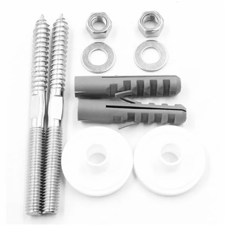 Kit de fixation (8 pièces) pour lavabo suspendu vis/goujon Ø10x120mm à double filetage - cheville E12 évier sanitaire béton briq