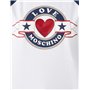 Love Moschino Sweat-Shirt à Manches Courtes Comfort Fit Maillot de survêtement, Blanc/Bleu/Rouge, 46 Femme