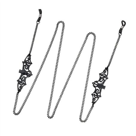 Outletissimo® Cordon de chaîne pour lunettes homme femme avec fantaisie vampire style gothique Cosplay couleur noire avec extrém