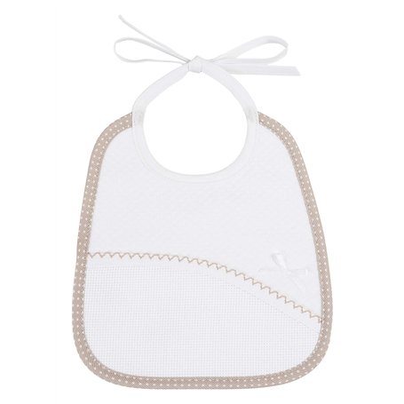 Filet - Bavoir à Broder avec Poche Coloris Blanc Biais Taupe