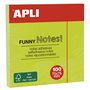 Apli 11899 - Notes adhésives "Funny notes" 75 x 75 mm - Bloc de 100 feuilles - Couleur vert fluo