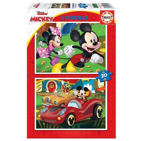 Educa - Mickey Mouse Fun House. Ensemble 2 Puzzles pour Enfants de 20 pièces. Puzzle pour Enfants Mickey avec de Grandes pièces