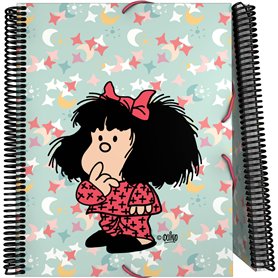 Grafoplas Classeur scolaire à pochettes transparentes A4 Couverture souple 30 doublures en polypropylène Mafalda Pyjama