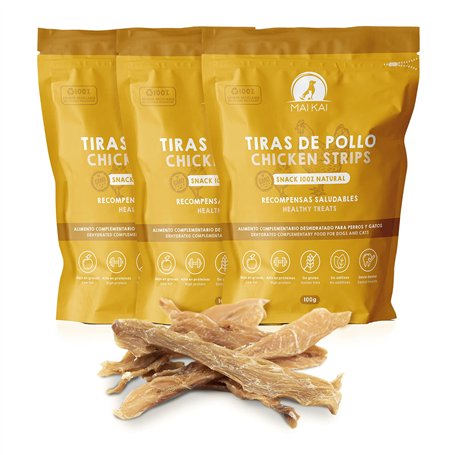 MAIKAI Lot 3 x 100g Filet de Poulet Séché - Friandises pour Chien 100% Naturelles -Protéines et Nutriments de Qualité - Nourritu
