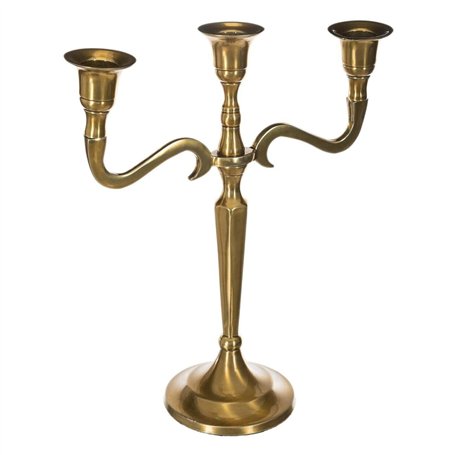 Well Home Bougeoir en Métal Plaqué Or 3 Têtes