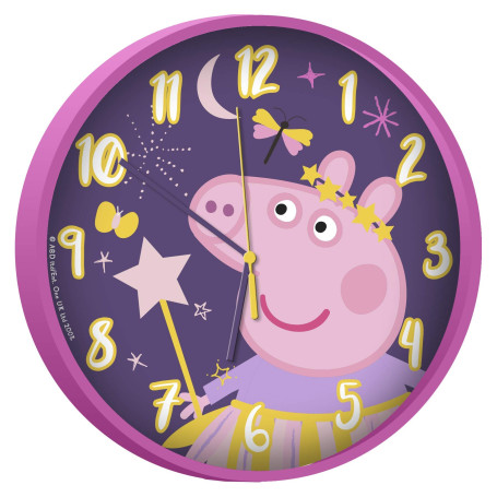 Kids Licensing | Horloge Murale Peppa Pig | Montre pour Enfants | Analogique | Apprendre Les Heures | 25 cm de diamètre | Instal