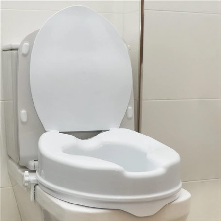 Rehausseur WC Adulte avec Abattant WC - 10 Cm de Hauteur - Siege Toilette Orthopédique avec Verrouillages Latérals de Sécurité -