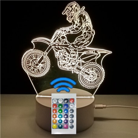 famvacor Lampe de chevet optique 3D illusion motocross pour jeunesse en cadeau