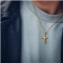 DVRK® Collier Croix Chretienne Homme 33 mm Résistante à l'Eau et à la Sueur - Chaine Or Homme 55 cm avec Base en Acier Inoxydabl