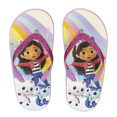 Tongs pour enfants Gabby's Dollhouse - Multicolore - Taille 26/27 - Semelle de qualité supérieure en 100% EVA - Tongs à doigts p