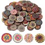 5 cm Assortis Vintage en Bois Rond Fleur Boutons Boutons décoratifs ave