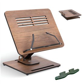 Vigo Support en bois pour livre de cuisine – Support pour ordinateur portable et livre de recettes – Réglable et pliable – Acces