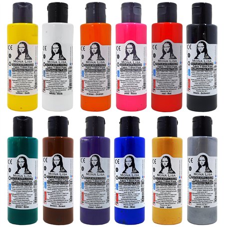 Lot de 12 peintures pour tissu de 60 ml avec or et argent – Couleurs textiles résistantes au lavage pour tissus clairs – Idéal p