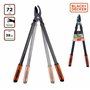 BLACK+DECKER Coupe Branche - Cisaille de Jardin - Capacité de Coupe de 38 mm - Sécateur de 72 cm - Avec Revêtement Antiadhésif s