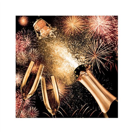 Serviettes décorées - Champagne et Artifice - lot de 20