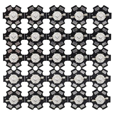 Haofy 25 pièces 3W LED puce ultraviolette lumière 395nm-400nm lampe haute puissance perles diode puces avec base en aluminium