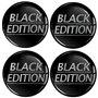 Biomar Labs 4 x 45mm Autocollant 3D Silicone pour Cache-Moyeu Enjoliveurs Centre de Roue Caches Emblème Black Edition Édition No