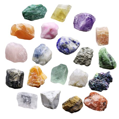 Nicoone 20 Pièces/Ensemble Ensembles de Cristaux Guérison Pierres Précieuses Minérales Naturelles Roches Géologie Éducation Spéc
