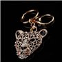 Porte-clés tête de léopard en cristal, anneau porte-clés, pendentif de sac à main à breloque, décoration de sac à main porte-clé
