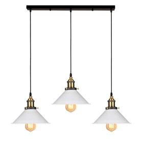 iDEGU 3 Lampes Suspension Luminaire Industrielle Lustre Plafonniers Design Edison Métal Lustre Suspension avec Support en Barre