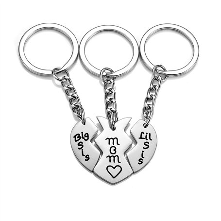 3 porte-clés avec gravure Mom Little Sister Big Sister pour la famille