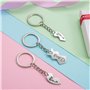 3 porte-clés avec gravure Mom Little Sister Big Sister pour la famille, argent en acier inoxydable Puzzle coeur pendentif porte-
