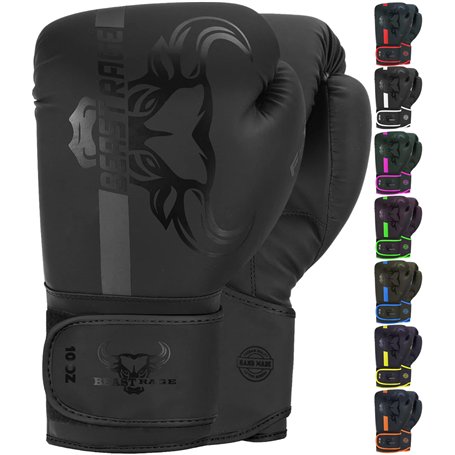 BEAST RAGE Gants de boxe d'entraînement Sparring Pro Impact Muay Thai