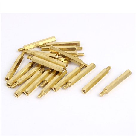 sourcing map Entretoise Hexagonale Mâle/Femelle M3 x 30mm + 6mm Laiton 20Pcs