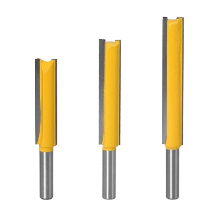 Gasea 3pcs 8mm Flush Trim Router Bits Extra Long Mèches Carbide Router Bits à Bois Fraise à Menuiserie Outil de Woodworking Cutt