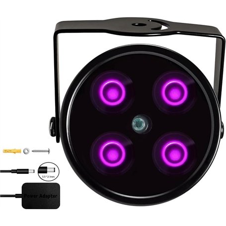 JC IR Illuminateur 4-LED Haute Puissance Projecteur Infrarouge Grand Angle pour Night Vision CCTV et IP Caméra Noir avec Adaptat