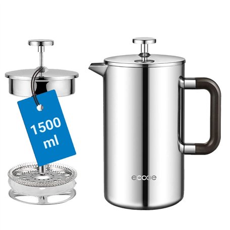ecooe Cafetière de Presse Française de 1500ml / 50 oz en Acier Inoxydable pour la Maison