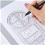 OTTYMO 4 Pcs Règle Dessin + Compass Règle Plastique Regle Geometrie Transparent Regle Equerre Dessin Regle Formes Geometriques R
