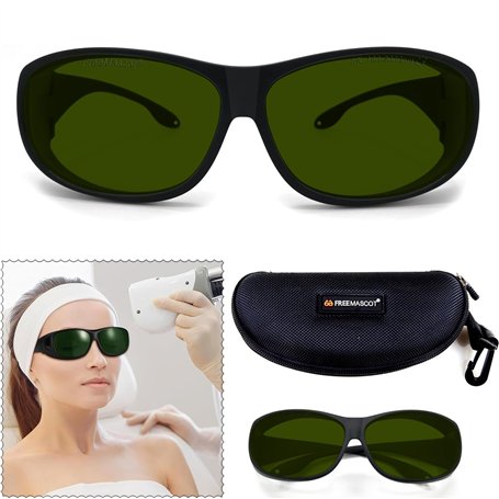 FREEMASCOT Lunettes de protection laser professionnelles IPL 200 nm - 2000 nm - Longueur d'onde UV 400 - Pour beauté laser et pr