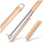 Manucode Brosse de four à pizza avec grattoir 52 cm Poils naturels pour nettoyer la pierre à pizza Manche en bois