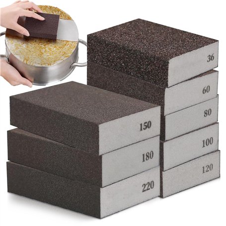 Lot de 8 éponges abrasives - Grain 36/60/80/100/120/150/180/220 - Bloc de ponçage - Blocs de ponçage réutilisables - Blocs de po