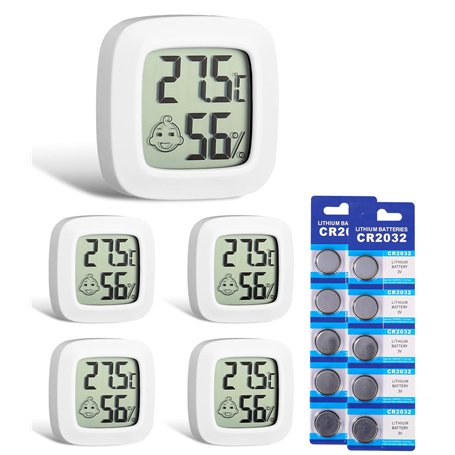 NEFLSI 5 Pièces Thermomètre Hygromètre Interieur Numérique