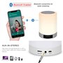 Warmfunn Lampe de Chevet Tactile Rechargeable Portable, Lampe de Table Enceinte Bluetooth Musique, FM Radio Réveil Lumière LED M