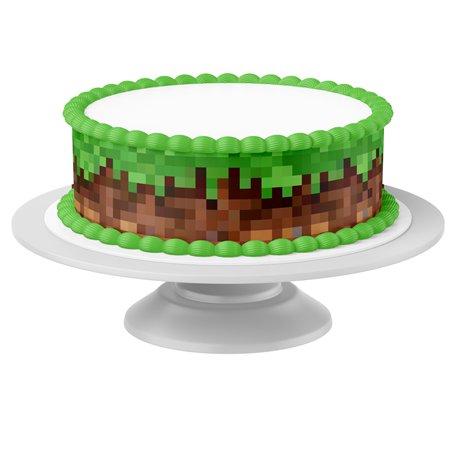 Ruban pour gâteaux Pixel Gras comestible - 4 pièces de 24cm x 5cm adapté aux gâteaux jusqu'à 30 cm à manger avec - décoration cr