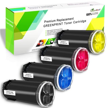 GREENPRINT Cartouche de Toner pour Xerox Compatible C600 C605 Capacité Standard 4 Couleurs 6000 Pages pour Noir Cyan Jaune Magen