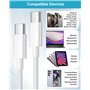 Câble USB C vers USB C 2M, 60W Câble USB C Charge Rapide pour iPhone 16/16 Pro Max/15/15 Pro Max/15 Plus,Macbook,iPad Air/Pro,Sa
