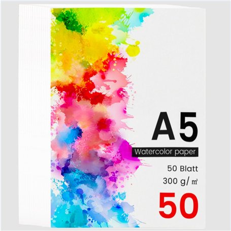 Papier aquarelle A5 – 70 feuilles papier aquarelle 300g/m² sans acide – aquarelle papier idéal pour aquarelle