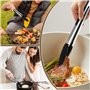 Pince Cuisine Silicone, Lot de 3 Pinces Barbecue en Inox 21,3/27,5/34 cm, Pince Alimentaire Cuisine avec Poignée en Silicone, Ré
