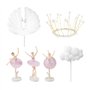 3 Statues D'Ornement De Ballerine, 1 Aile, 1 Couronne, 1 Nuage, Décoration De Gâteau d'anniversaire, Décoration De Gâteau pour F