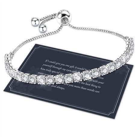Cadeau Femme Bracelet Argent S925 Bracelet Femme Argent 5A Cubique Zirconium Bracelet Réglable Cristal Bracelet Tennis Bijoux Fe